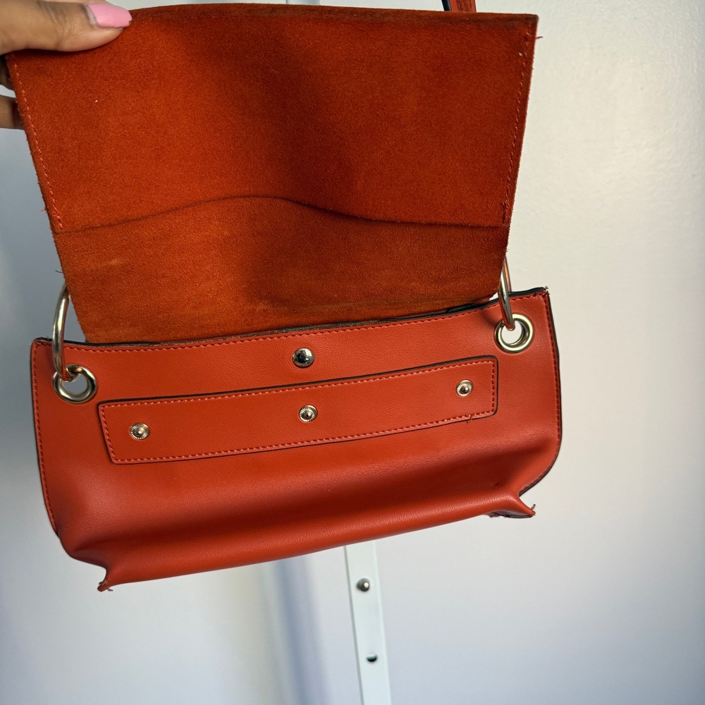 Parfois Shoulder Bag Suede Flap Closure Copper Color Purse - Picture 4 of 12